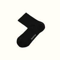 Black sock with 'Senche' branding on a white background