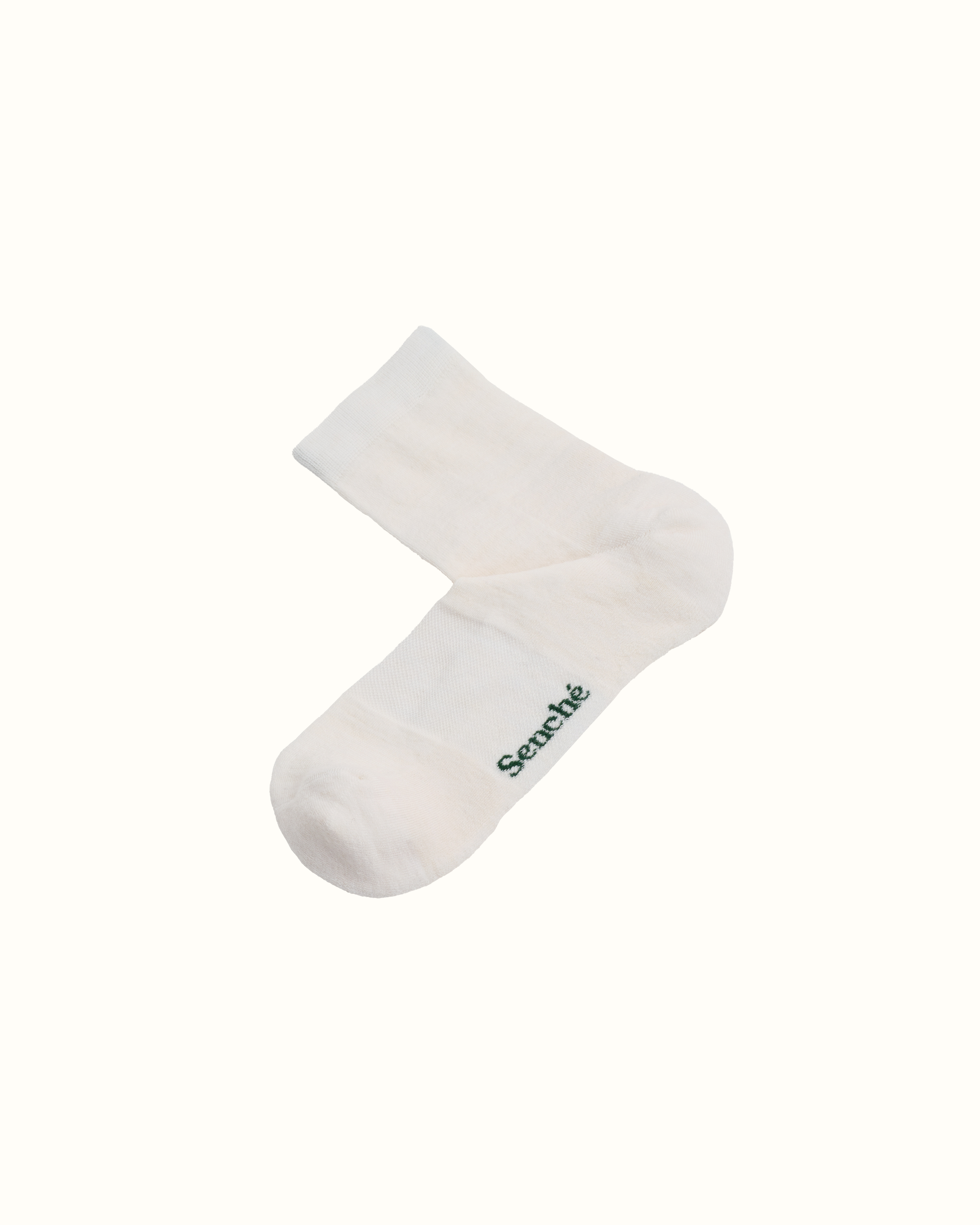 White sock with 'Senche' branding on a white background